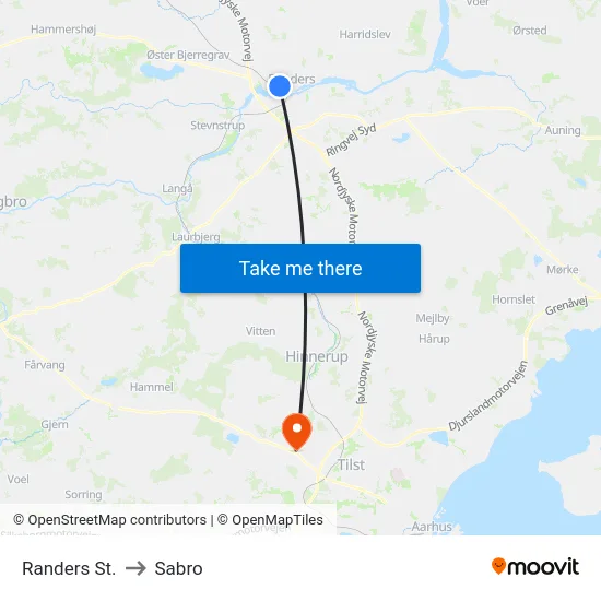 Randers St. to Sabro map