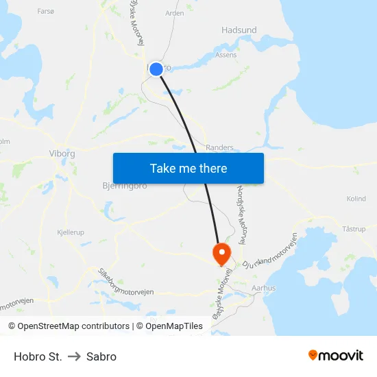 Hobro St. to Sabro map