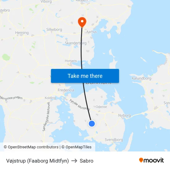 Vøjstrup (Faaborg Midtfyn) to Sabro map
