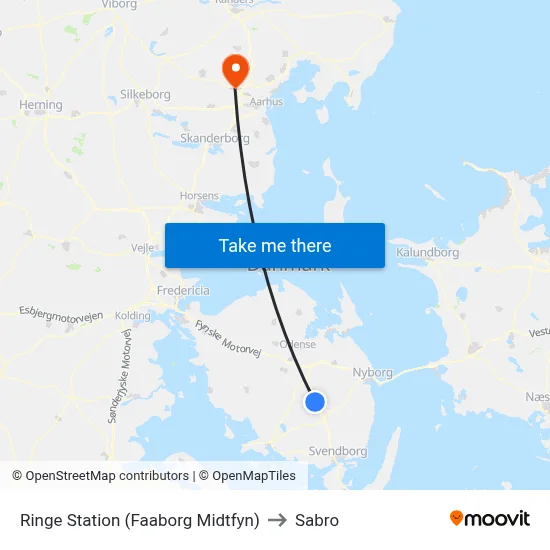 Ringe Station (Faaborg Midtfyn) to Sabro map