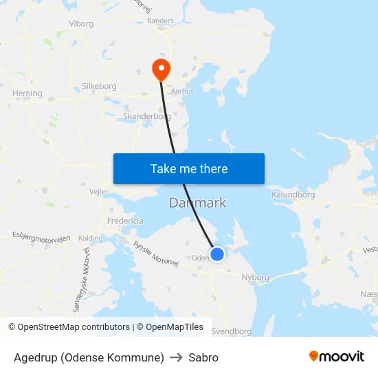 Agedrup (Odense Kommune) to Sabro map