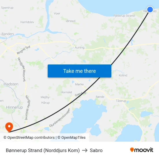 Bønnerup Strand (Norddjurs Kom) to Sabro map