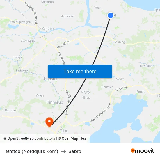 Ørsted (Norddjurs Kom) to Sabro map