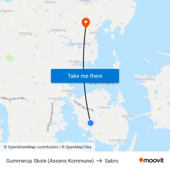 Gummerup Skole (Assens Kommune) to Sabro map