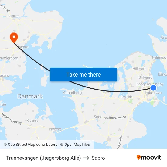 Trunnevangen (Jægersborg Allé) to Sabro map