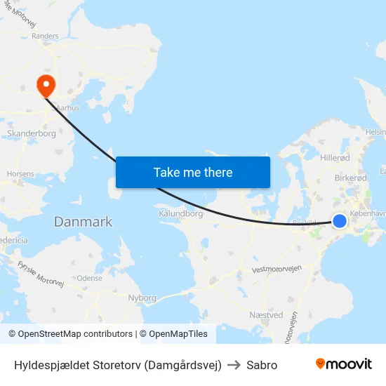 Hyldespjældet Storetorv (Damgårdsvej) to Sabro map