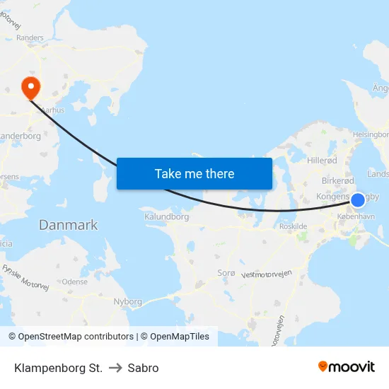 Klampenborg St. to Sabro map