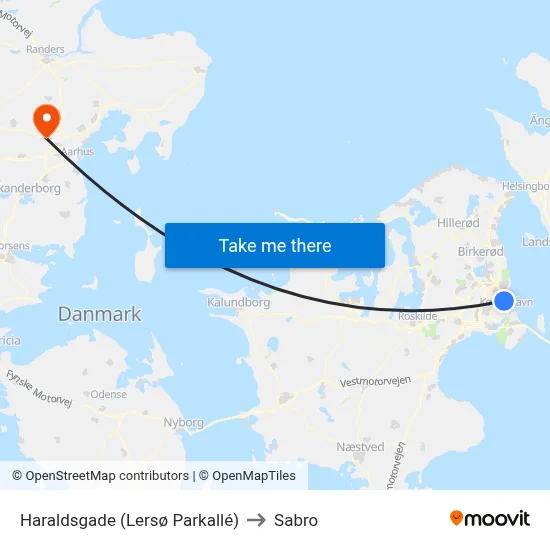 Haraldsgade (Lersø Parkallé) to Sabro map