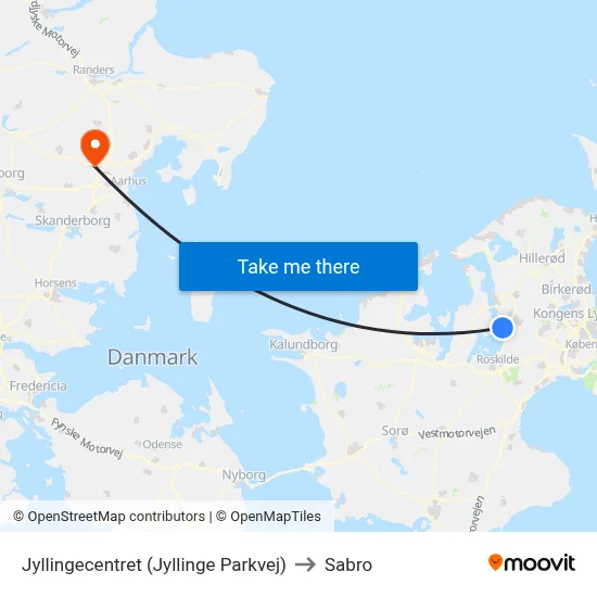Jyllingecentret (Jyllinge Parkvej) to Sabro map