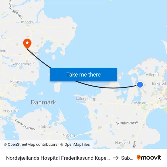 Nordsjællands Hospital Frederikssund Kapellet to Sabro map