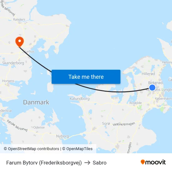 Farum Bytorv (Frederiksborgvej) to Sabro map