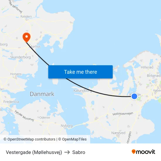 Vestergade (Møllehusvej) to Sabro map