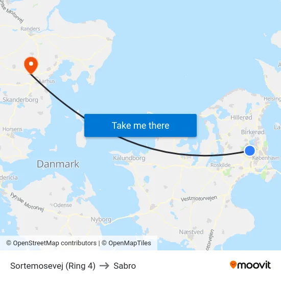 Sortemosevej (Ring 4) to Sabro map