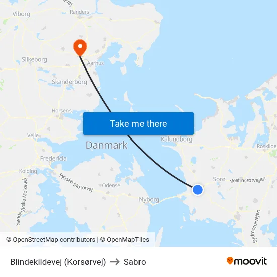 Blindekildevej (Korsørvej) to Sabro map