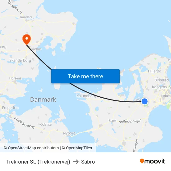 Trekroner St. (Trekronervej) to Sabro map