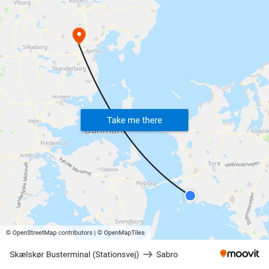 Skælskør Busterminal (Stationsvej) to Sabro map