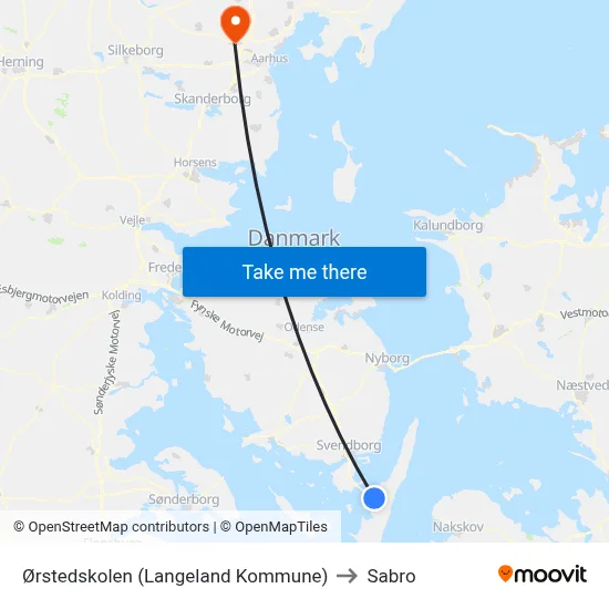 Ørstedskolen (Langeland Kommune) to Sabro map