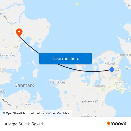 Allerød St. to Røved map