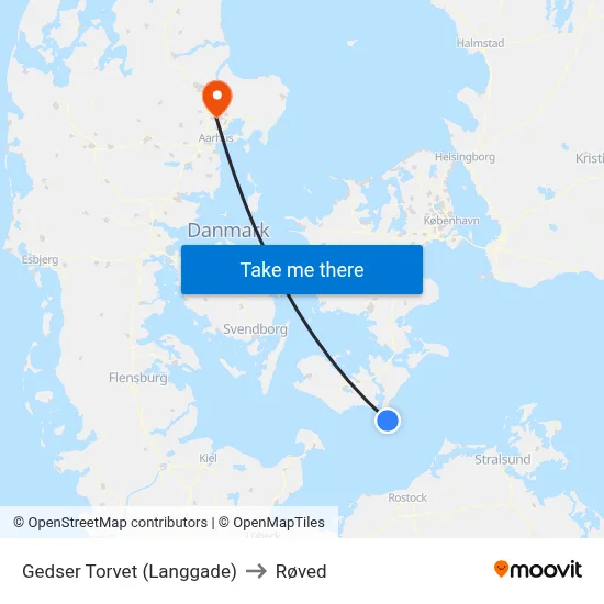 Gedser Torvet (Langgade) to Røved map