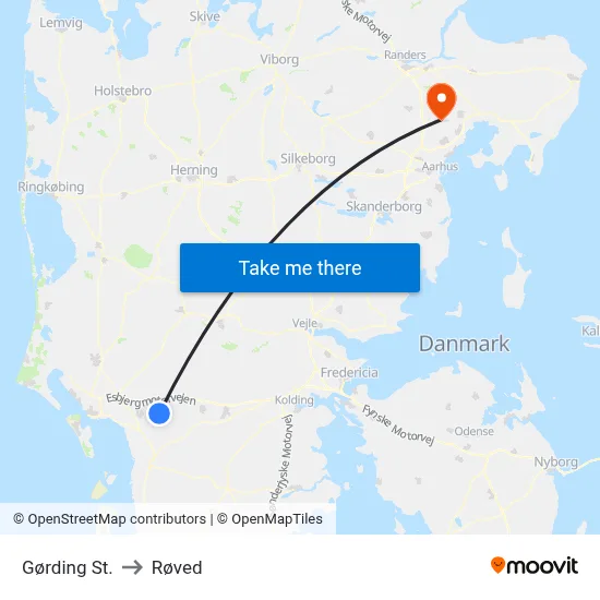 Gørding St. to Røved map