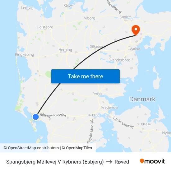 Spangsbjerg Møllevej V Rybners (Esbjerg) to Røved map