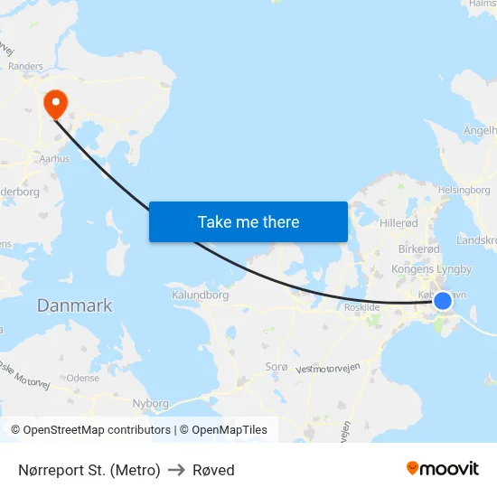 Nørreport St. (Metro) to Røved map