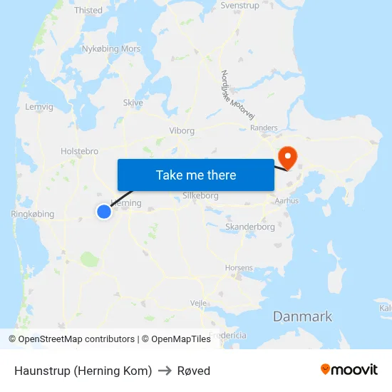Haunstrup (Herning Kom) to Røved map