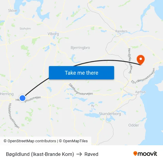 Bøgildlund (Ikast-Brande Kom) to Røved map
