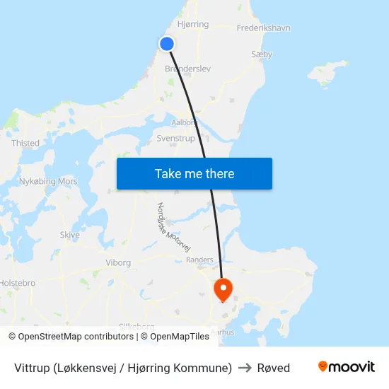 Vittrup (Løkkensvej / Hjørring Kommune) to Røved map