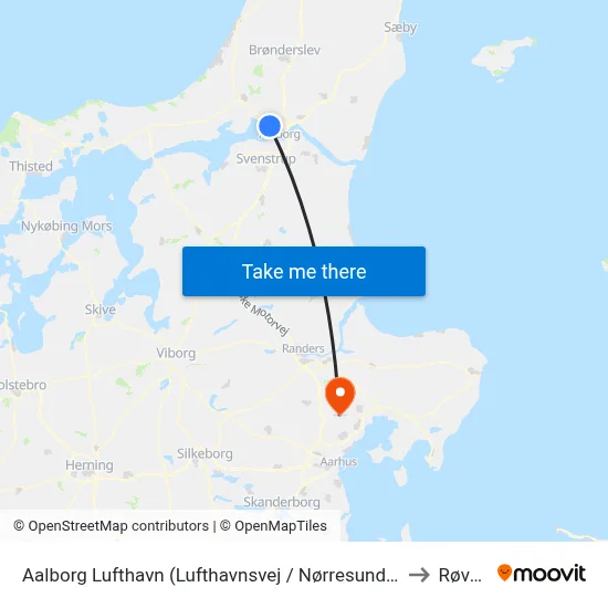 Aalborg Lufthavn (Lufthavnsvej / Nørresundby) to Røved map