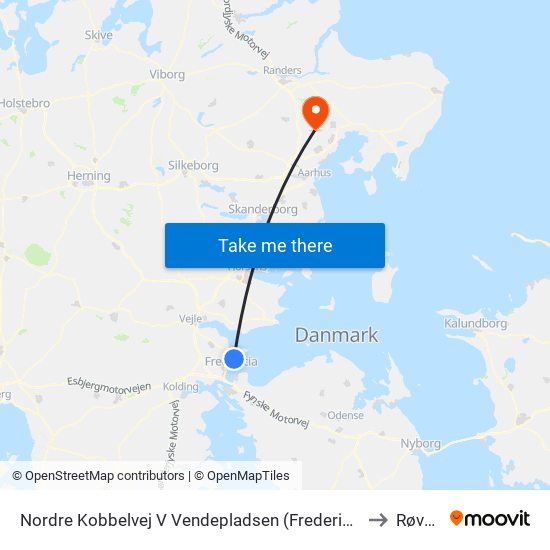 Nordre Kobbelvej V Vendepladsen (Fredericia) to Røved map