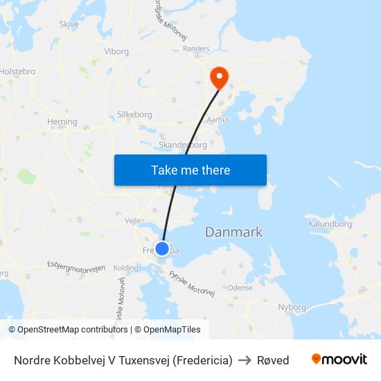 Nordre Kobbelvej V Tuxensvej (Fredericia) to Røved map