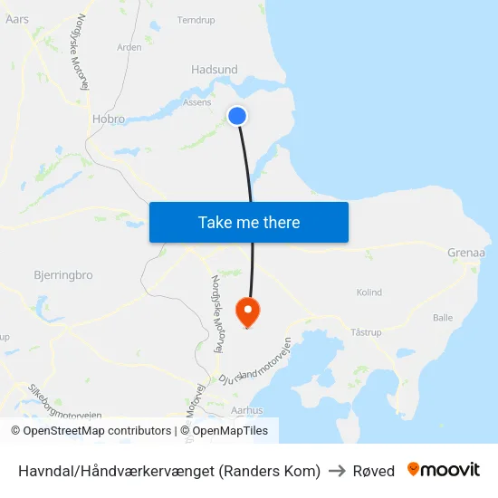 Havndal/Håndværkervænget (Randers Kom) to Røved map