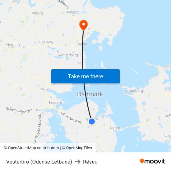 Vesterbro (Odense Letbane) to Røved map