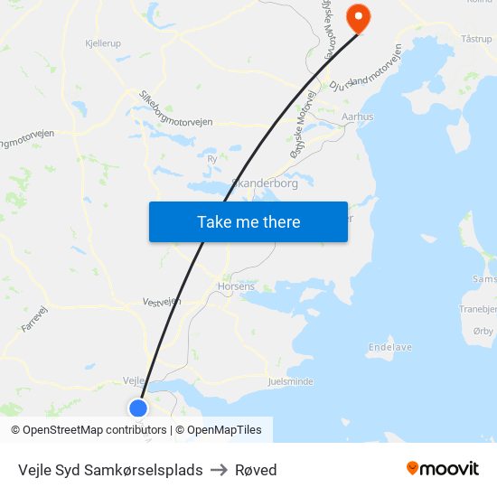 Vejle Syd Samkørselsplads to Røved map