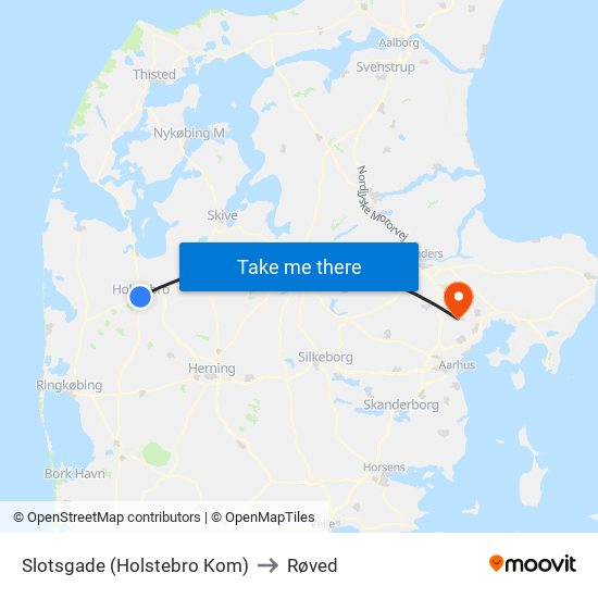 Slotsgade (Holstebro Kom) to Røved map