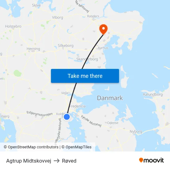 Agtrup Midtskovvej to Røved map