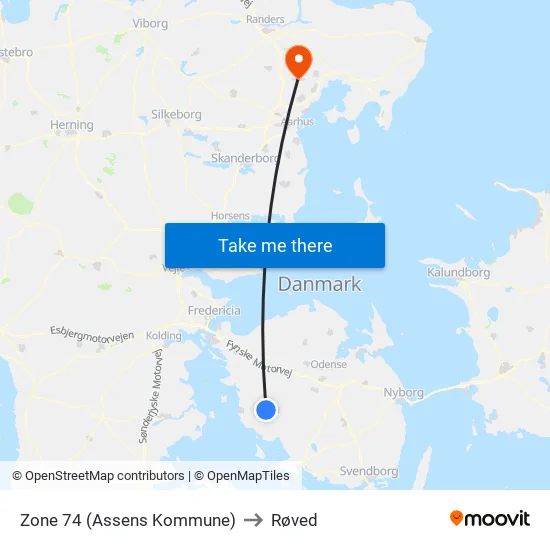 Zone 74 (Assens Kommune) to Røved map