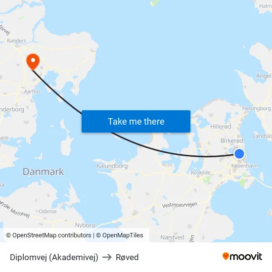 Diplomvej (Akademivej) to Røved map