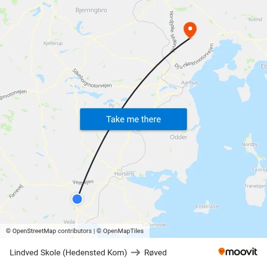 Lindved Skole (Hedensted Kom) to Røved map