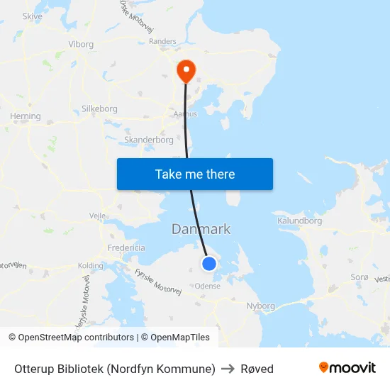 Otterup Bibliotek (Nordfyn Kommune) to Røved map