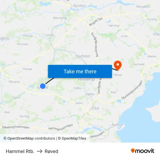Hammel Rtb. to Røved map
