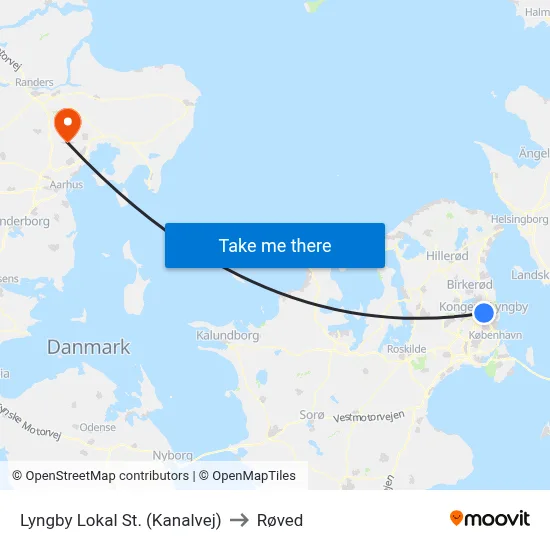 Lyngby Lokal St. (Kanalvej) to Røved map
