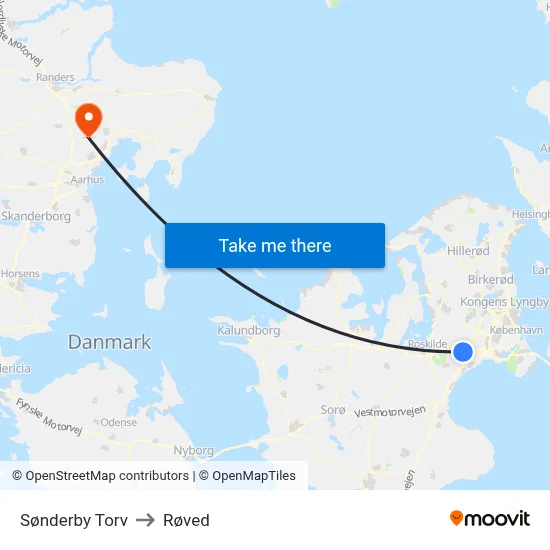 Sønderby Torv to Røved map