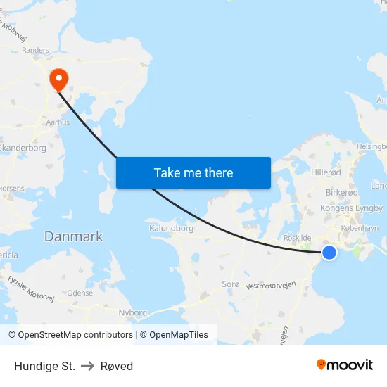 Hundige St. to Røved map