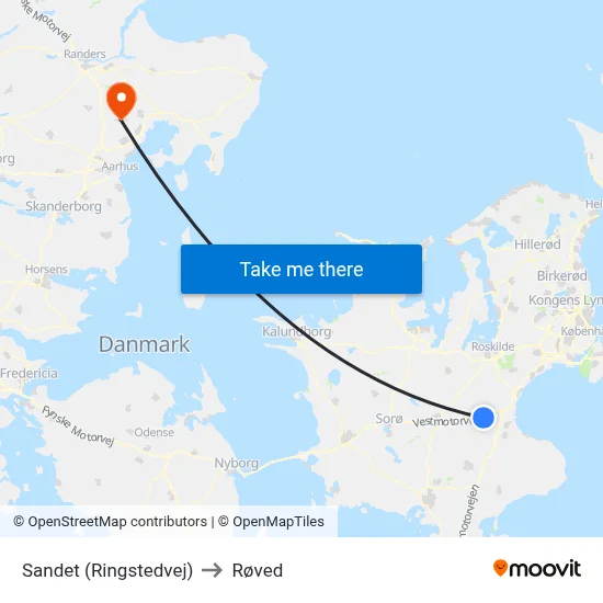 Sandet (Ringstedvej) to Røved map