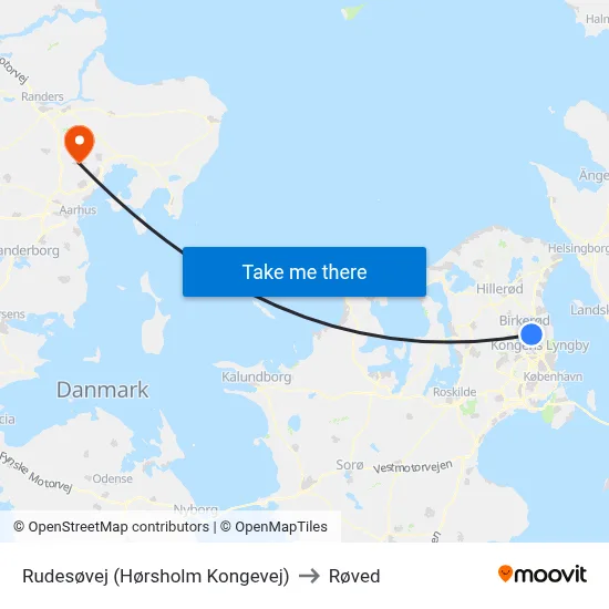 Rudesøvej (Hørsholm Kongevej) to Røved map