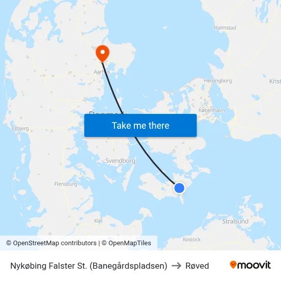 Nykøbing Falster St. (Banegårdspladsen) to Røved map