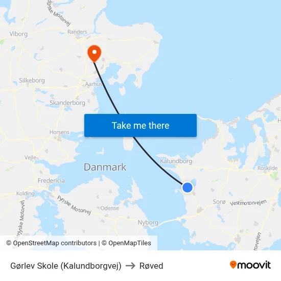 Gørlev Skole (Kalundborgvej) to Røved map