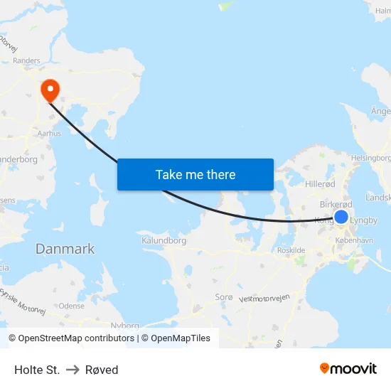 Holte St. to Røved map